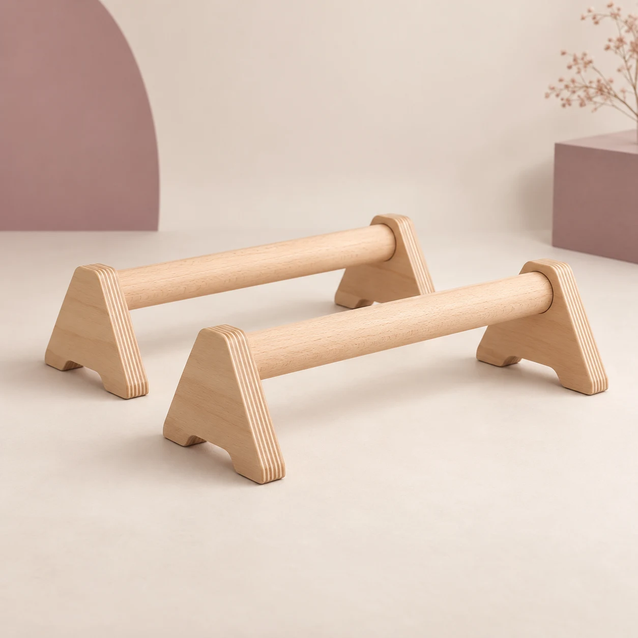 Low wooden practice bar pair